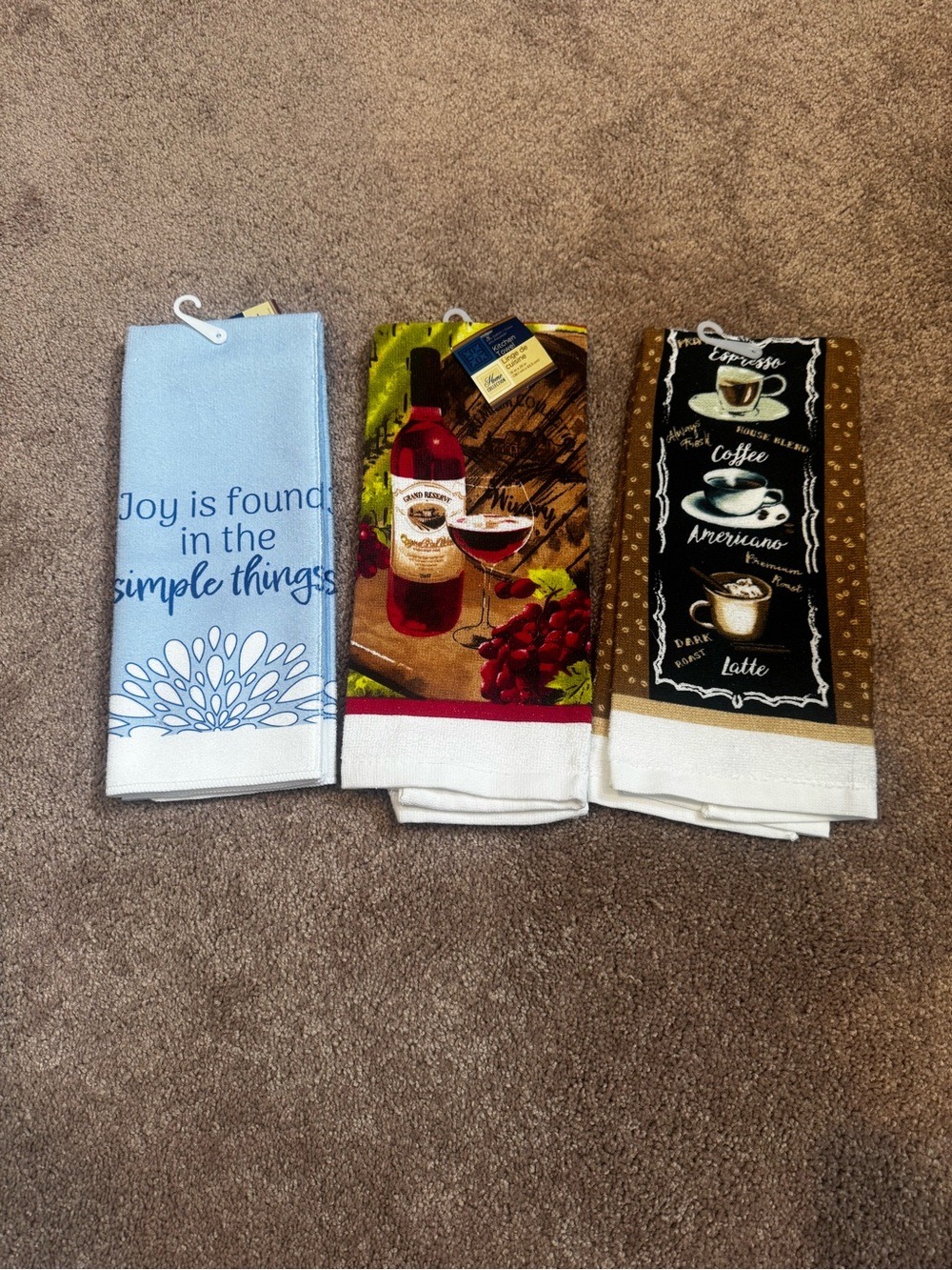 Home Collection Kitchen Towel Trio - Blue, Red, Brown Designs